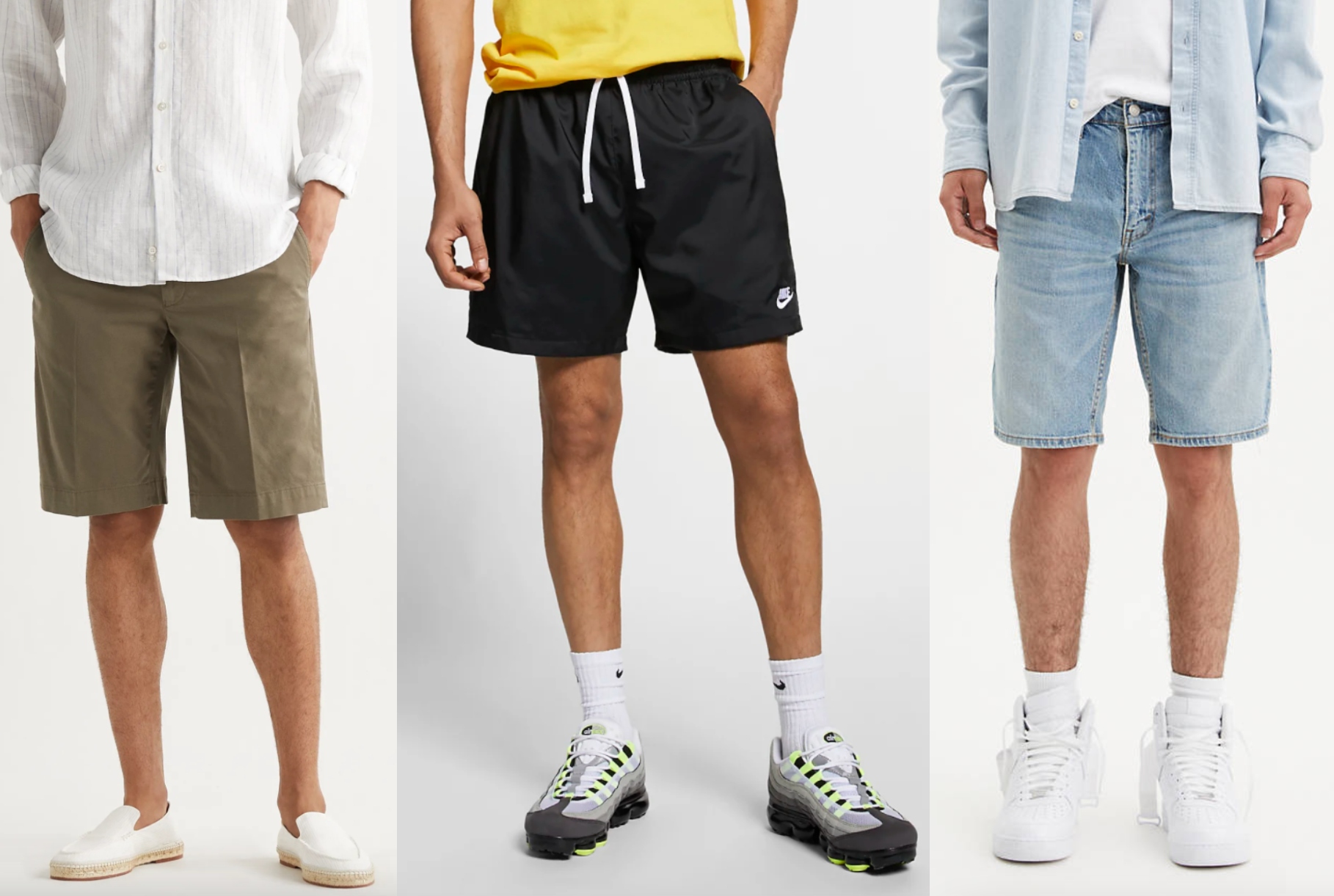 Mens above best sale the knee shorts